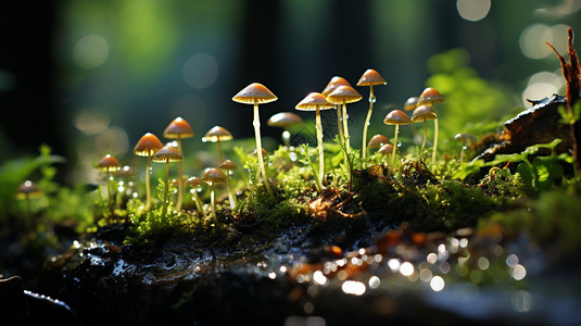 森林中的苔藓微观角阳光图片