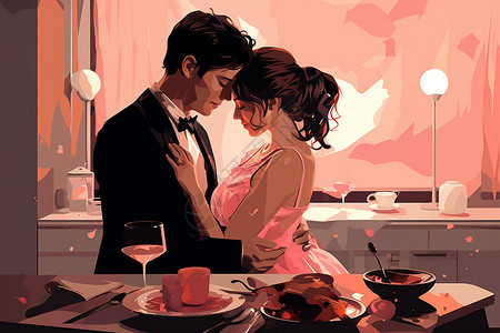 餐厅里的情侣背景图片