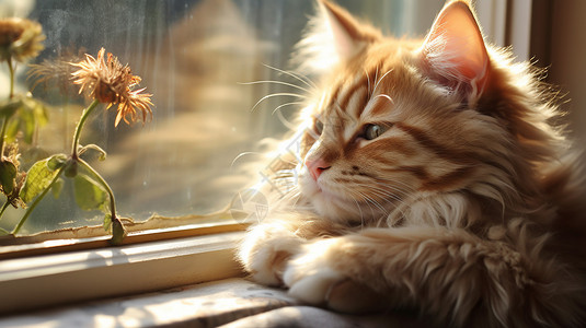 阳光下的虎斑猫图片