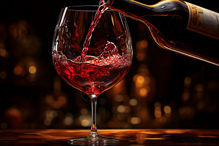 红酒倒入酒杯的特写镜头背景图片