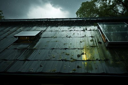 乡村建筑中的太阳能电伏板高清图片