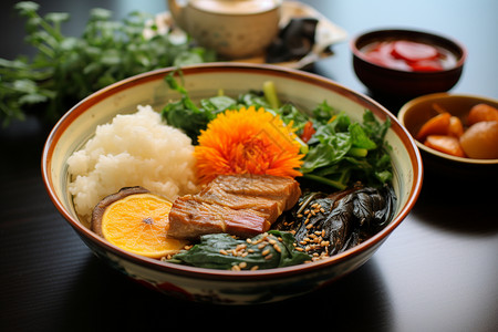 营养丰盛的日式午餐图片