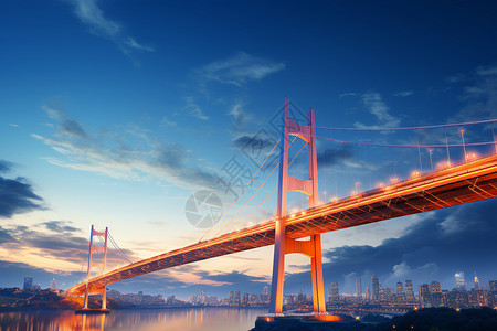 闪亮的跨江大桥背景图片