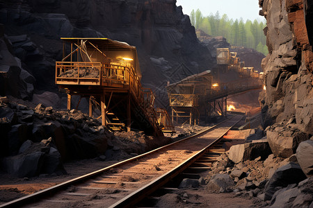 工业矿山中的运输轨道图片