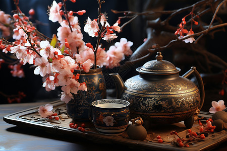 中式古风的茶具图片