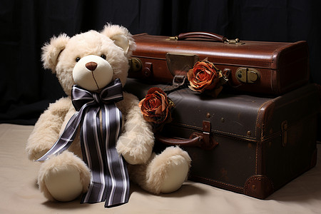 行李与玩偶可爱的玩偶熊背景