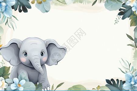 创意大象卡通风格大象创意背景插画
