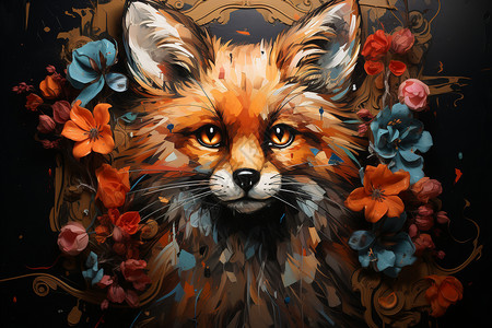 创意艺术狐狸手绘插图背景图片