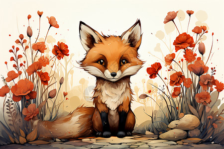 狐狸与花园的温馨邂逅图片