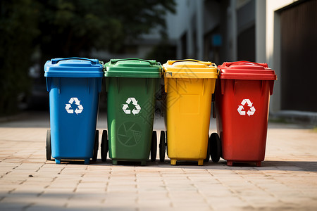 环保彩色垃圾桶背景图片