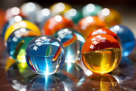 童年乐趣的彩色玻璃球背景图片