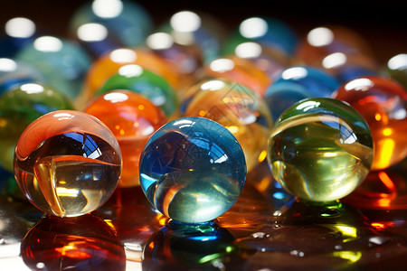 童年回忆的彩色玻璃球背景图片