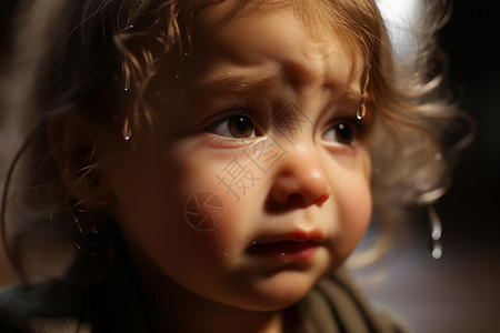 表情哭泣的小女孩背景图片
