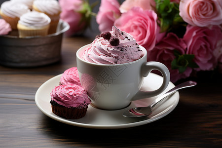 清香美味的玫瑰糖霜咖啡图片