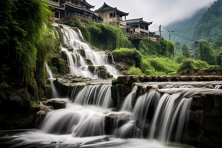 流水瀑布图片