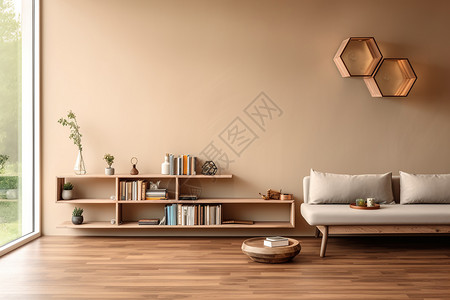 宽敞客厅中性木质家具风格装潢设计图片