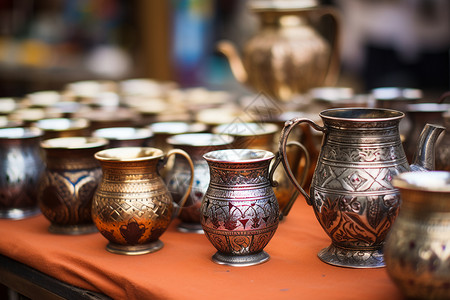 传统的民族风银器茶杯图片