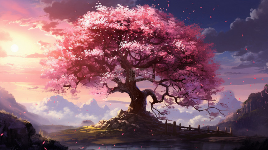 巨大樱花树图片