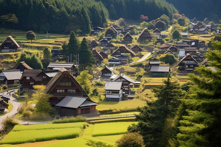 山间农村图片