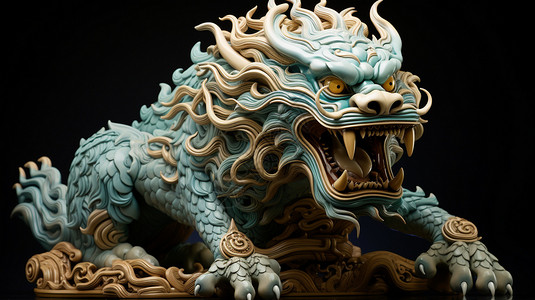 国风装饰中国风狮子雕塑设计图片
