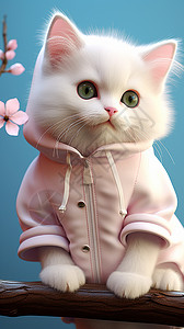 猫咪童话插画穿外套的可爱小猫咪背景