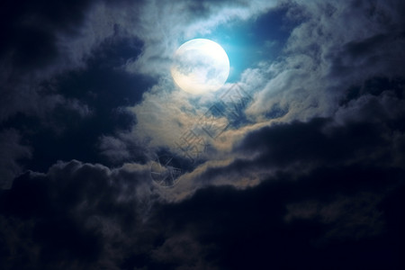 云与月光装饰画月光绽放的夜晚背景
