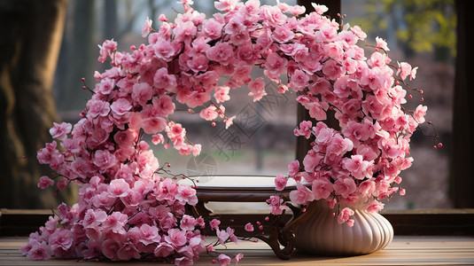 粉色装饰的浪漫花朵背景图片