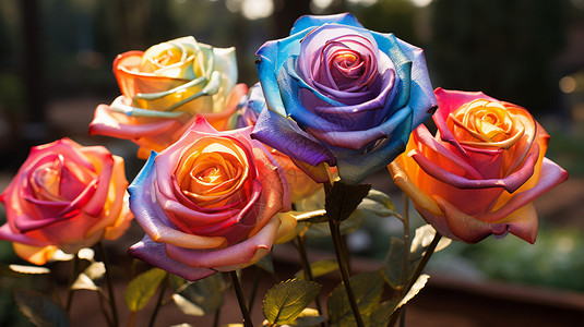 彩色玻璃玫瑰花背景图片