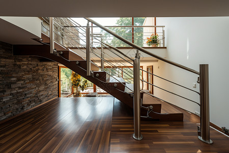 房屋建筑的木质楼梯图片