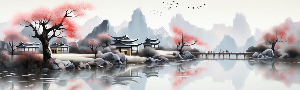江南风格的建筑背景图片