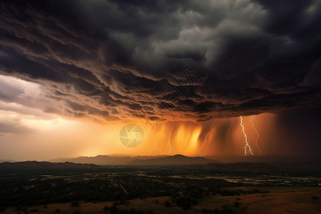 荒原上的雷暴天气图片