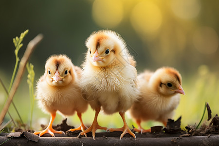 人工养殖的雏鸡背景图片