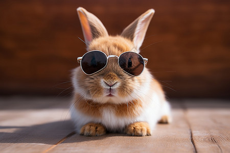 戴着墨镜的兔子图片