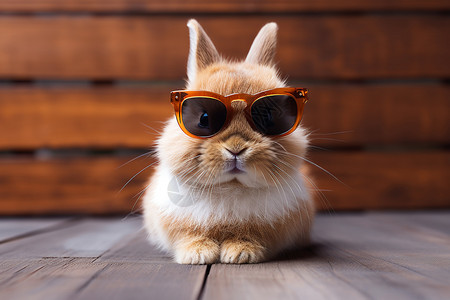 叼着花枝的兔子戴着眼镜的兔子背景