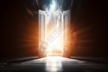 打开的世界美好世界的入口大门设计图片