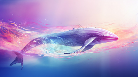 创意美感场景下的鲸鱼背景图片