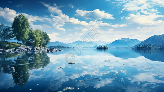 美丽壮观的湖泊景观宁静高清图片素材
