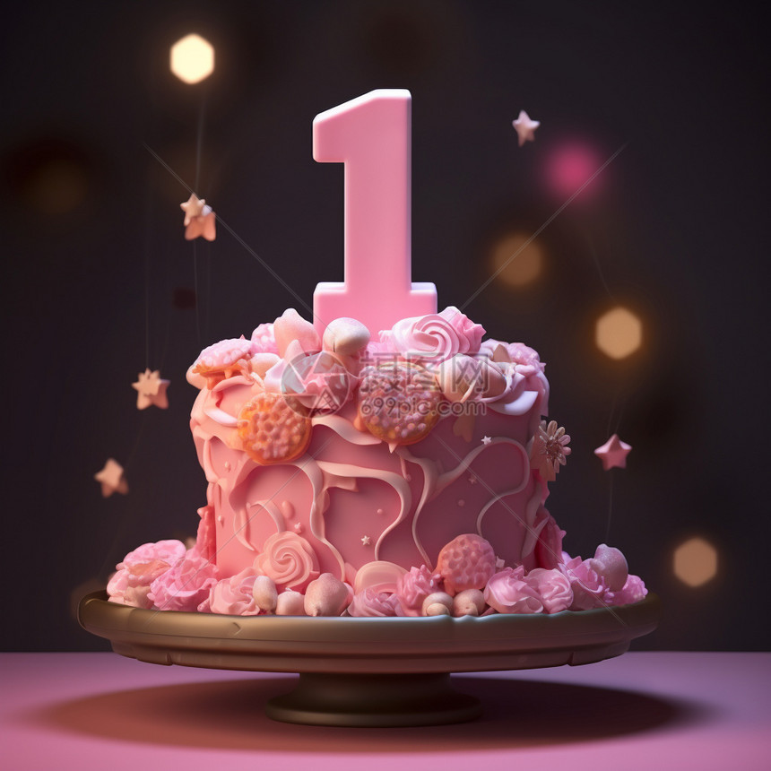 粉色梦幻的卡通蛋糕图片
