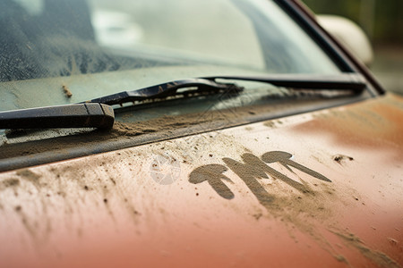 雨刷器肮脏的汽车挡风玻璃背景