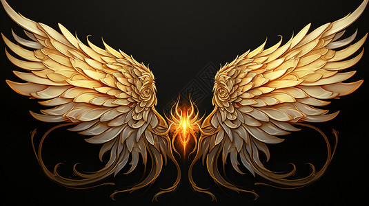 创意美感的金色翅膀背景图片