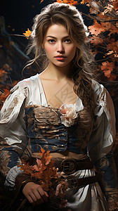 古装服饰的年轻女子图片