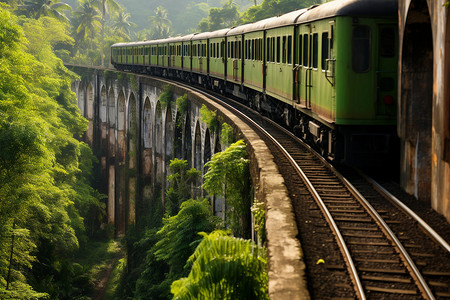 深山中的绿皮火车图片