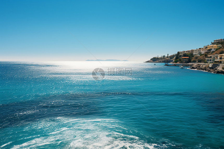 轮船上蔚蓝的风景图片