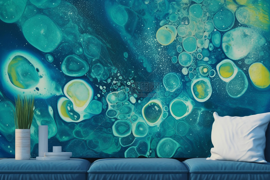 沙发上的气泡画图片