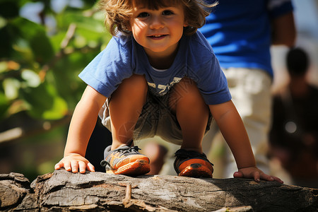 男孩在爬树图片