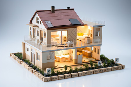 精致的手工房屋模型背景图片