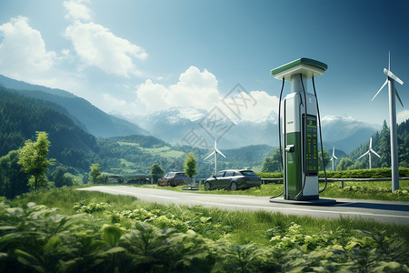 汽车生态可持续发展充电桩设计图片