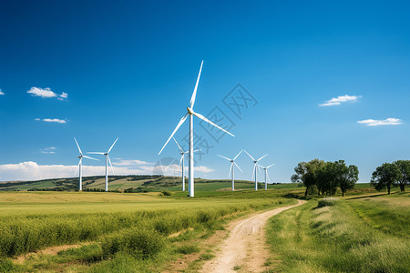 草甸中的风力涡轮机图片