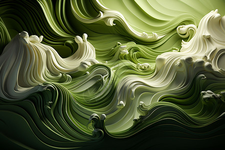 绿色奶油波浪纹路图片