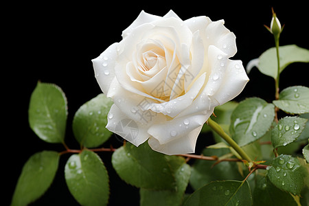 白玫瑰的清晨露珠图片